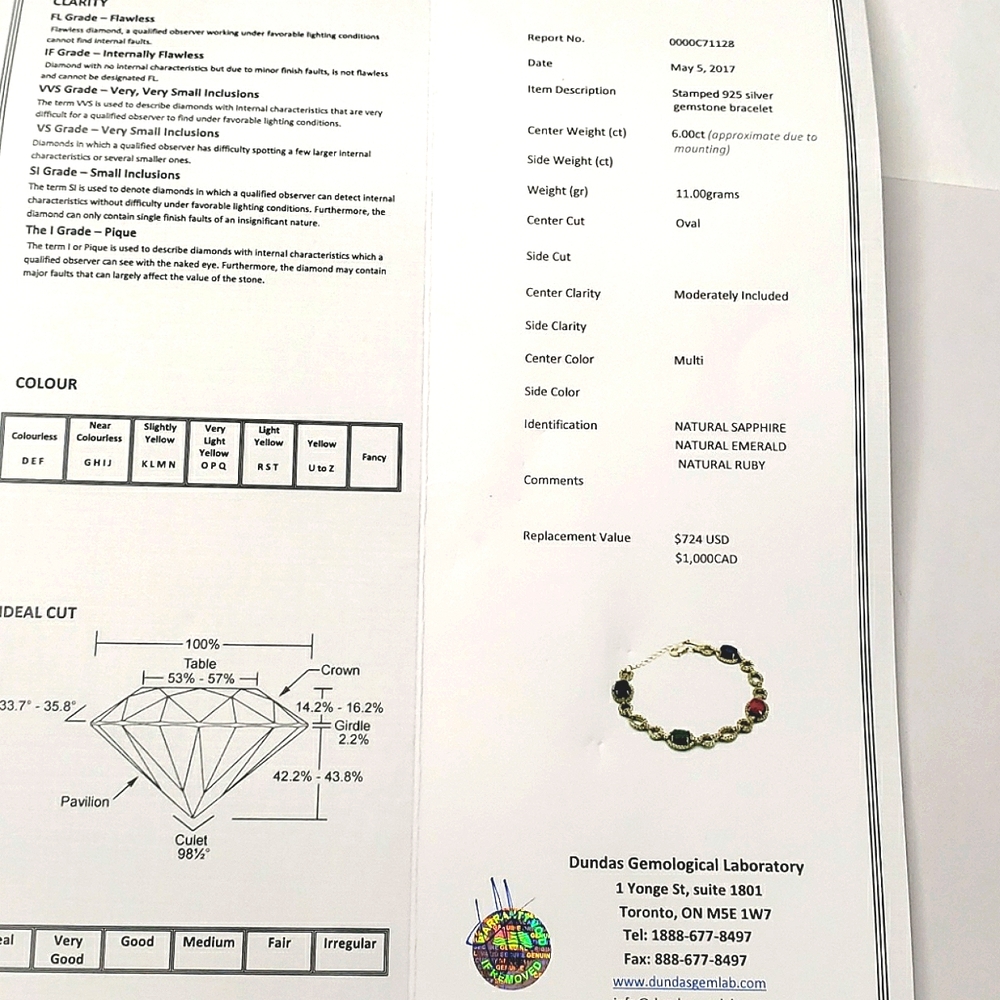 Silver 6ct Sapphire,Emerald,Ruby Bracelet - image 5